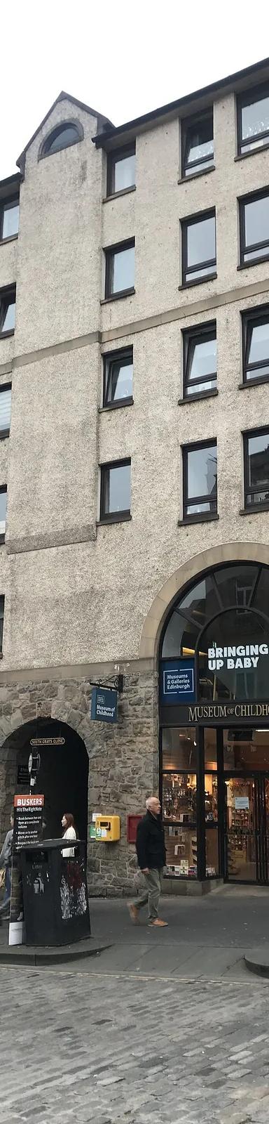 Facade of the Museum of Childhood at 42 High Street on Edinburgh's Royal Mile