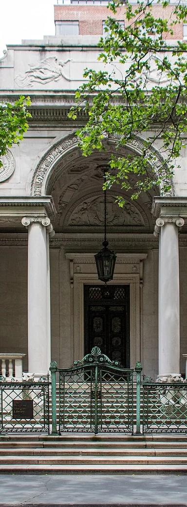 Exterior of The Morgan Library & Museum entrance on Madison Avenue, New York